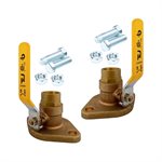 Lead free brass flange ball valve solder fixed (Pair)